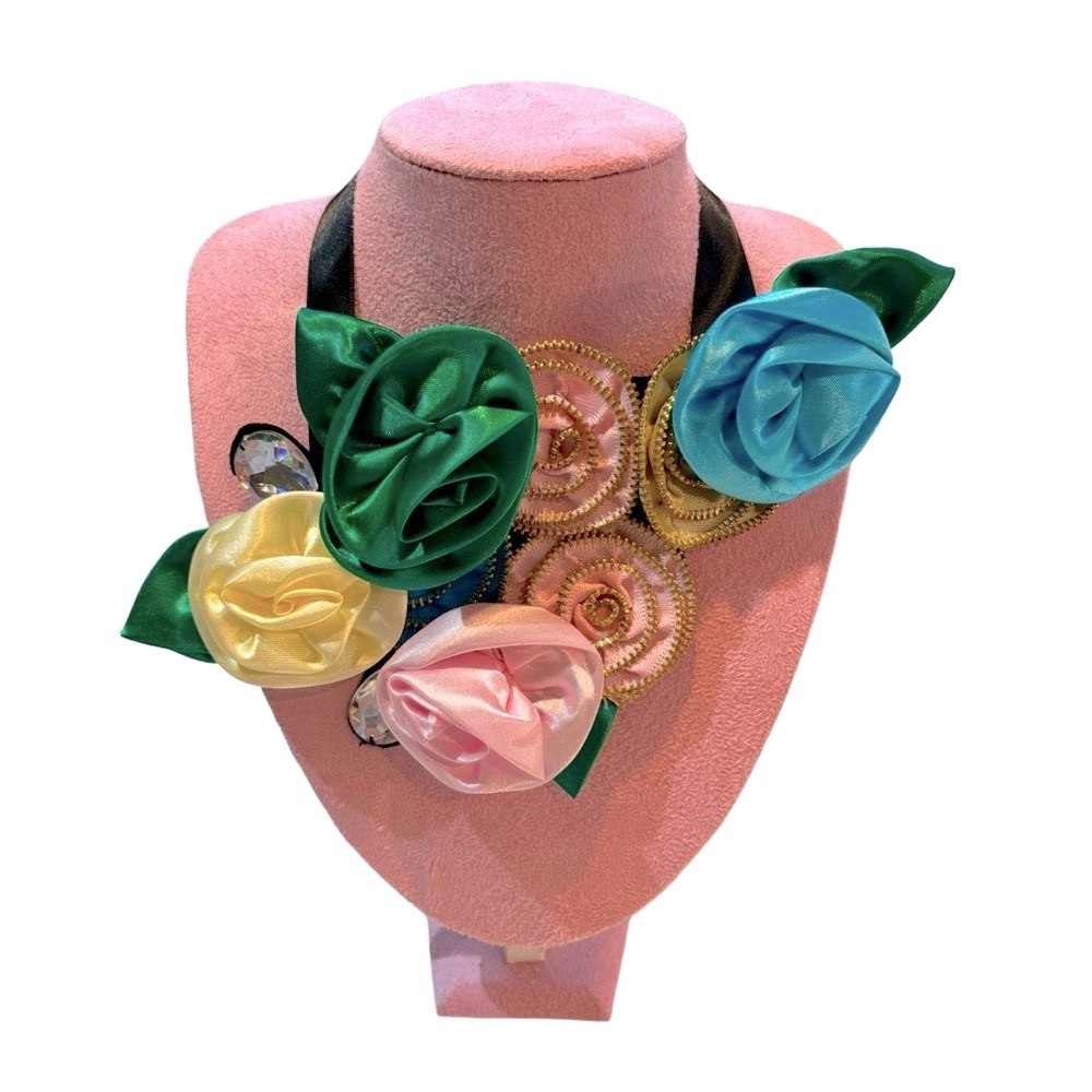 Floral Corsage Flower Cluster Prom Night Necklace